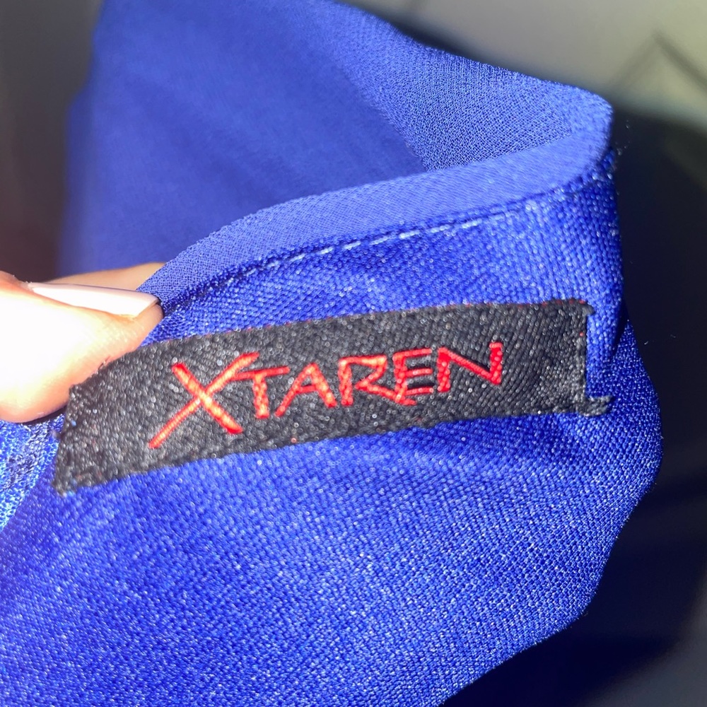 royal blue chiffon jumpsuit with pockets - Picture 5 of 5